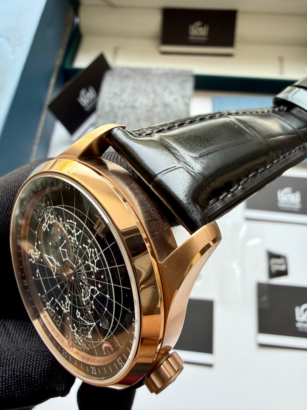 OBLVLO GC (Black Rose Gold) Grand Complications Celestial Automatic Watch Brown & Black Dial with Rose Gold Details, Moving Constellation & Earth Display – OBLVLOGC | Oblvlo