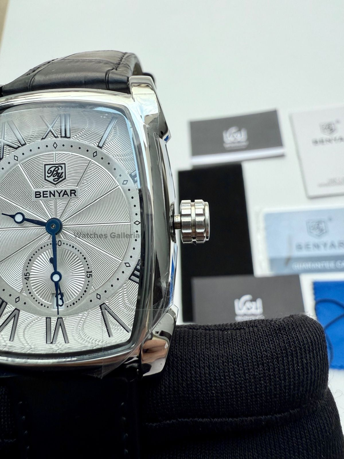 Benyar Square Classic Date Watch (Black Silver) BY5114 Watches Galleria