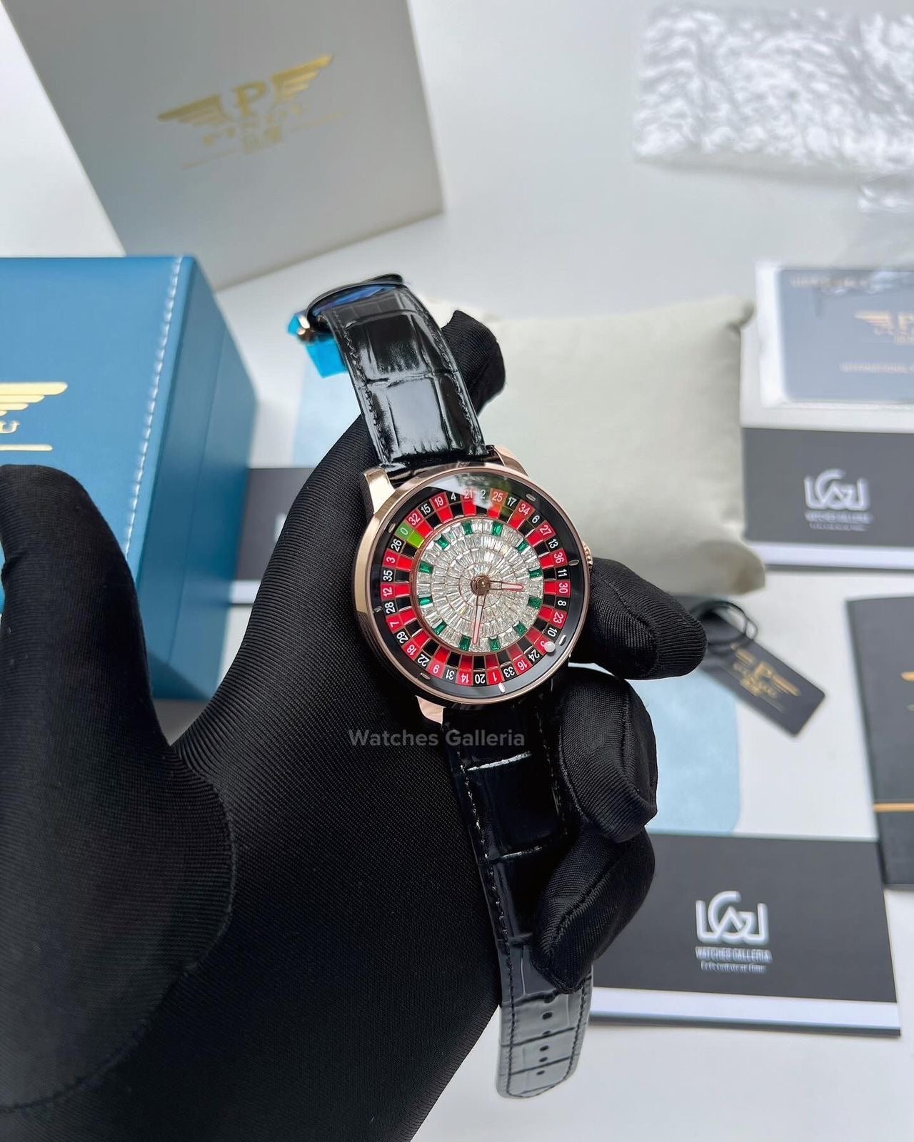 Pindu Design Casino Roulette Watch (Baguette Cut Diamonds Dial) P6617 Watches Galleria