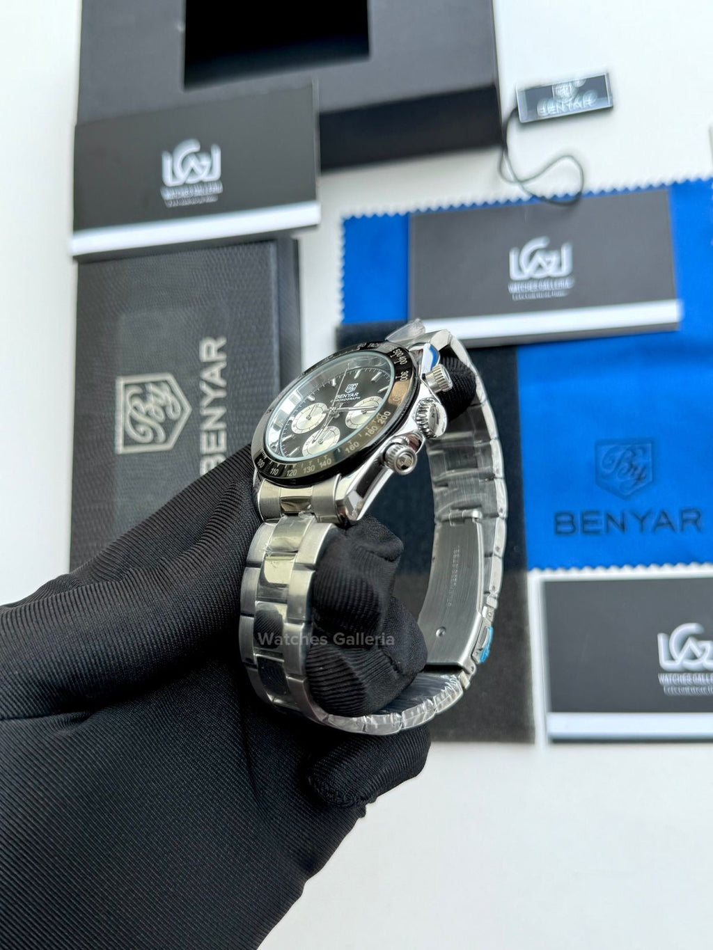 Benyar Daytona Chronograp Quartz (Black Silver) BY5169 Watches Galleria