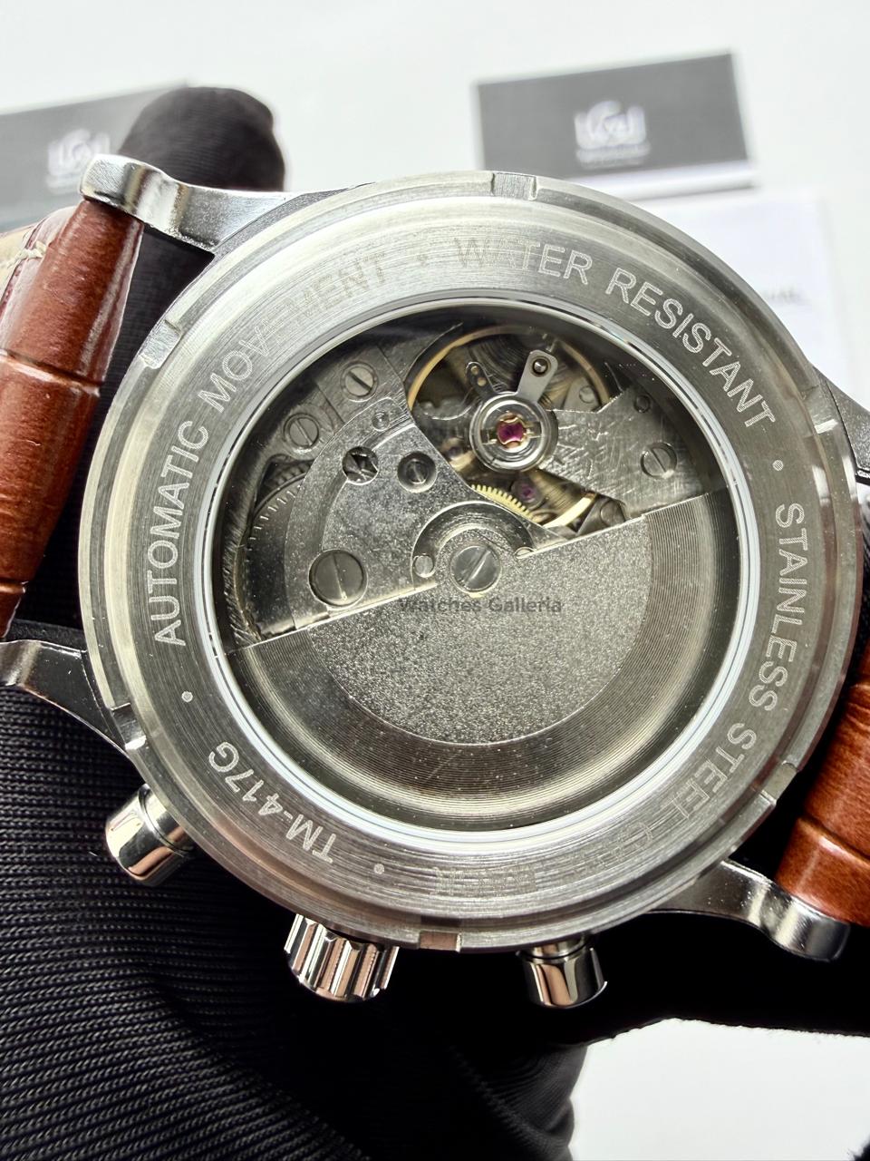 Forsining 147 Panda Automatic Watch Silver Black – Skeleton Dial, Complete Calendar, Luxury Mechanical Men’s Watch