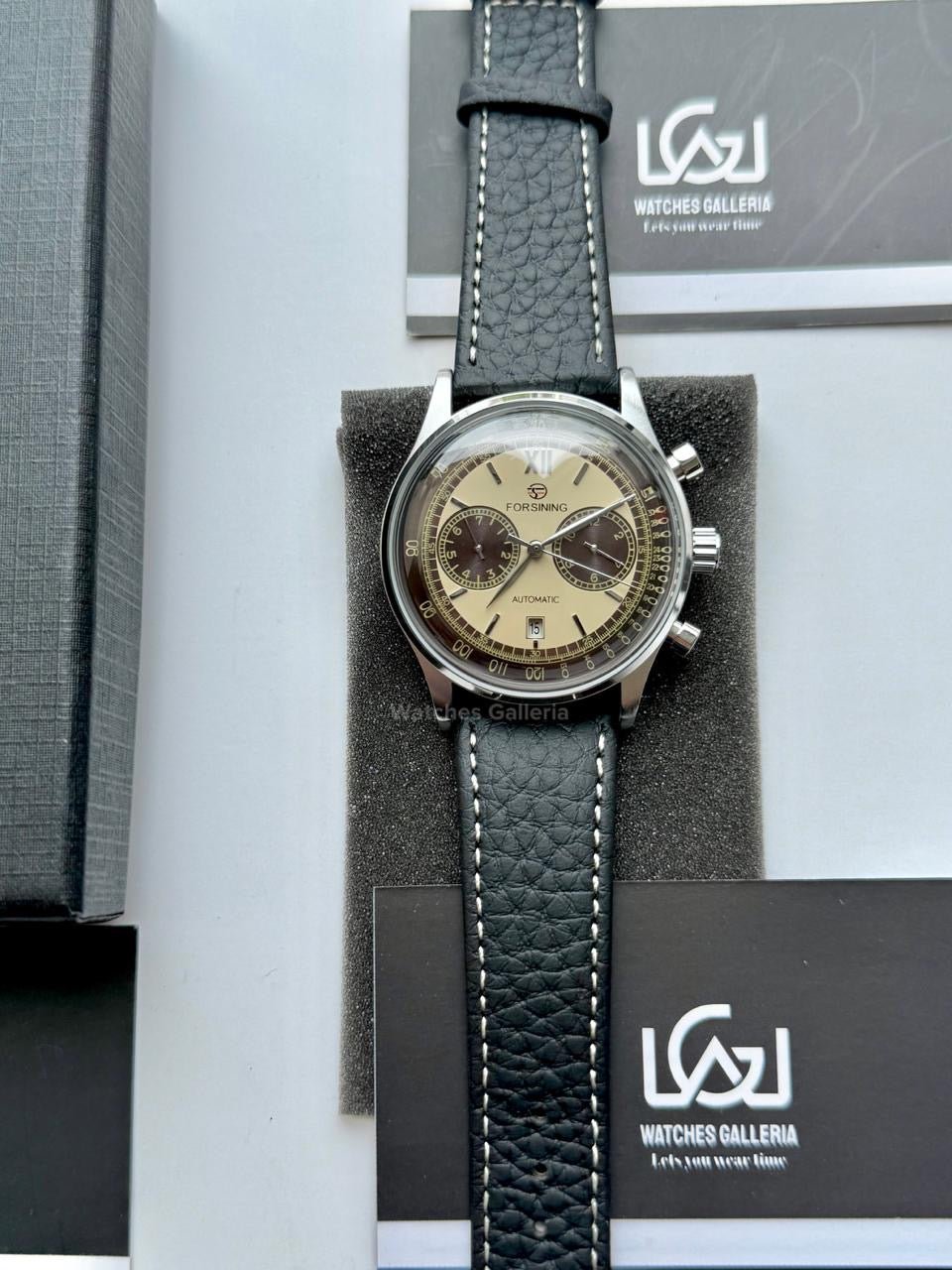 Forsining 147 Panda Automatic Watch Silver Black – Skeleton Dial, Complete Calendar, Luxury Mechanical Men’s Watch