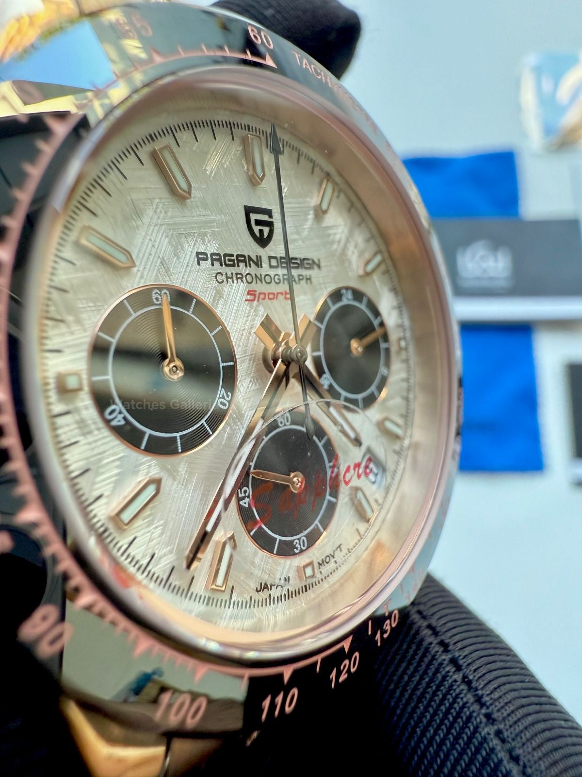 Pagani Design Daytona Quartz PD1664 Crocodile Leather Strap (Rose Gold Metorite) Pagani Design in Pakistan