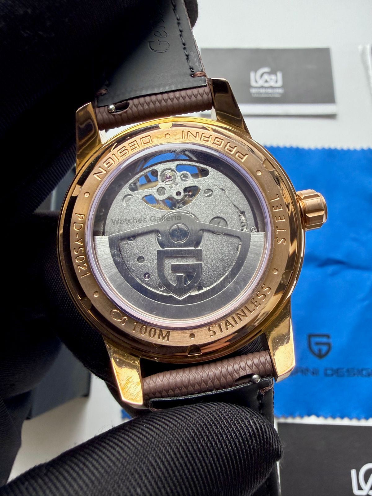 Pagani Design PDys021 Moonphase Flywheel Automatic Latest Watch (Brown/Rose Gold) PD-YS021 Pagani Design in Pakistan