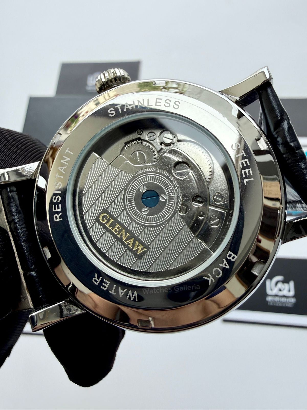 Glenaw GL8920 Calendar Flywheel Automatic Watch – Black Dial | Luxury Automatic Wristwatch for Men