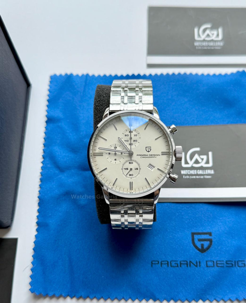 Pagani Design PD2720K Pilot Watch Silver SS | Flight Chronograph 46.5mm Seiko VK67 Mecha Quartz Leather Strap