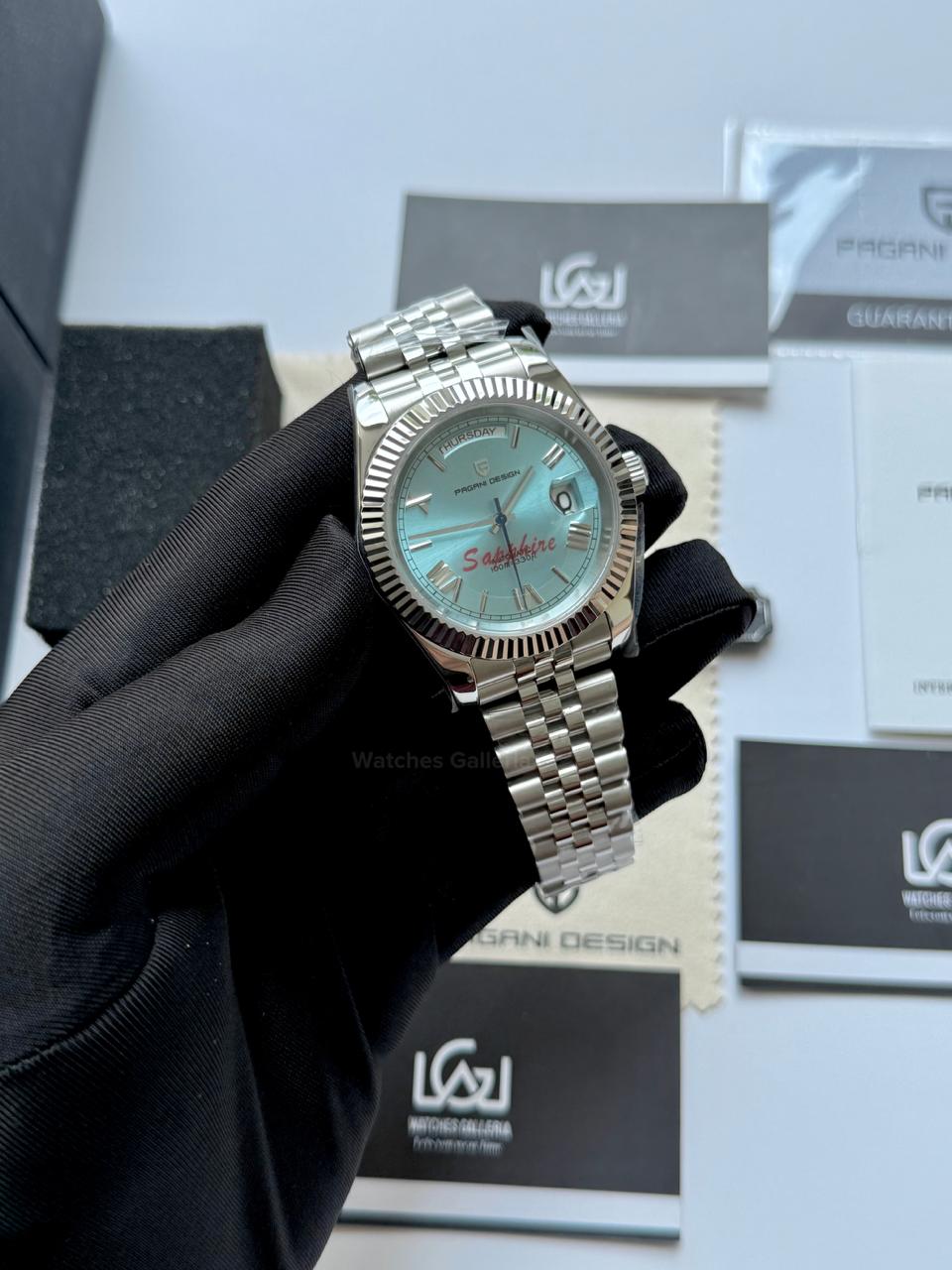 Pagani Design PD1783 Date Day Ice Blue Jubilee Edition Automatic Watch | Seiko NH36A | Sapphire Crystal | 100M Waterproof | Pakistan