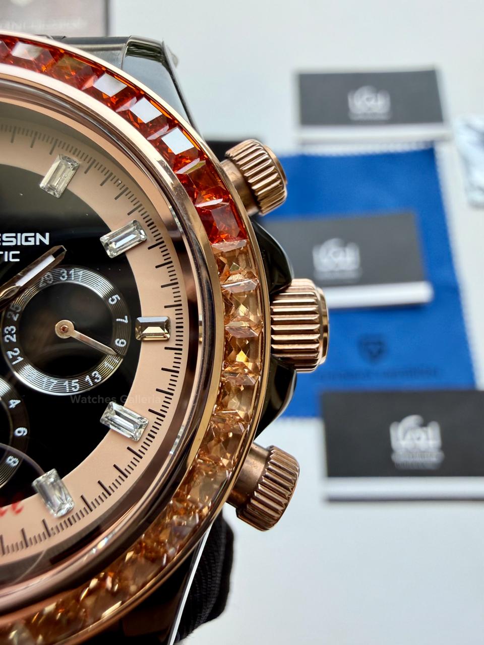 Pagani Design PD1732 Daytona Rainbow Silicon Edition in Pakistan – Luxury Automatic Men’s Watch with Rainbow Bezel, Sapphire Crystal & Exhibition Back