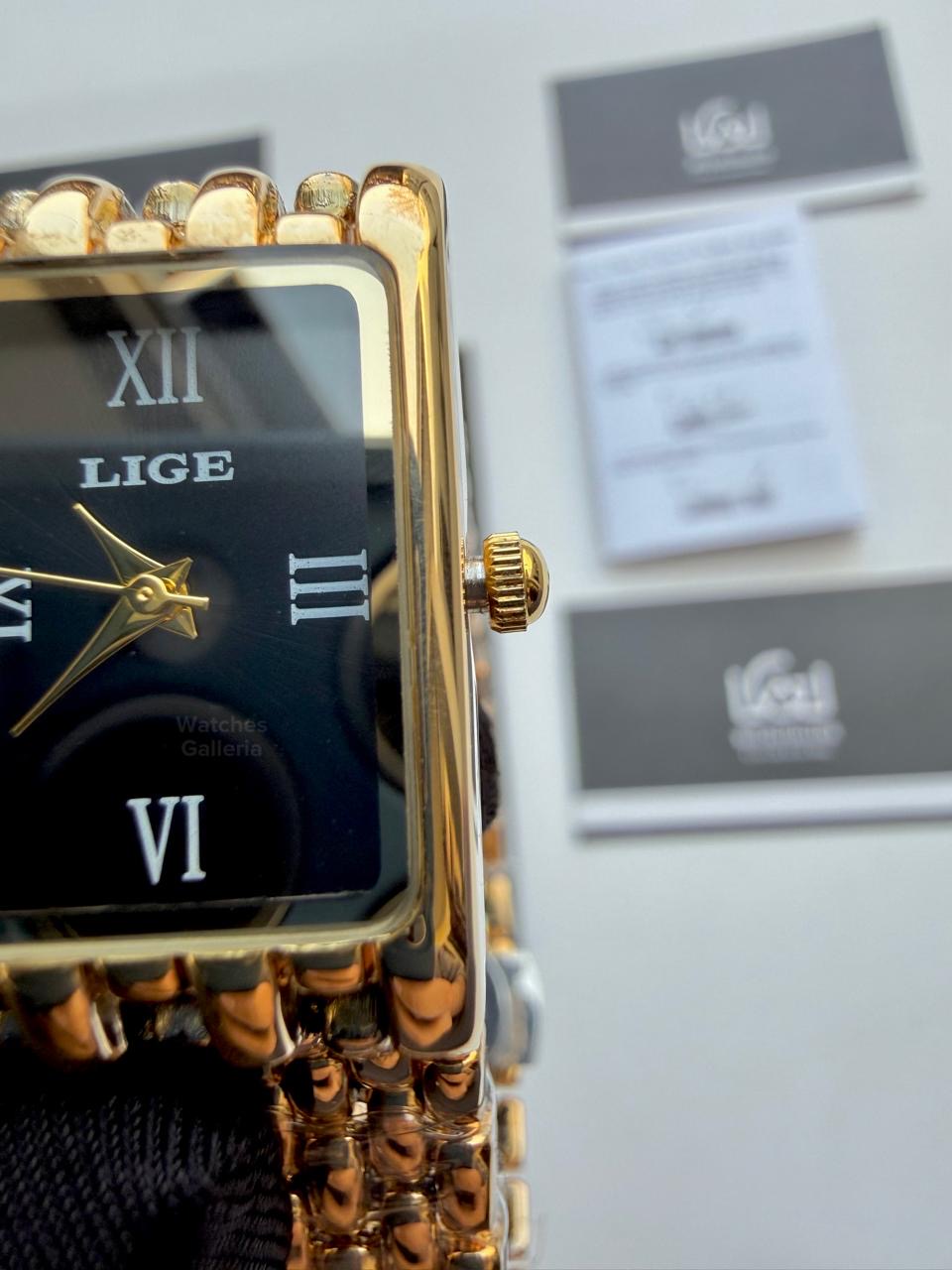 Lige 89156 Tank Women Watch Quartz (Gold/Black) Lige Women Watch