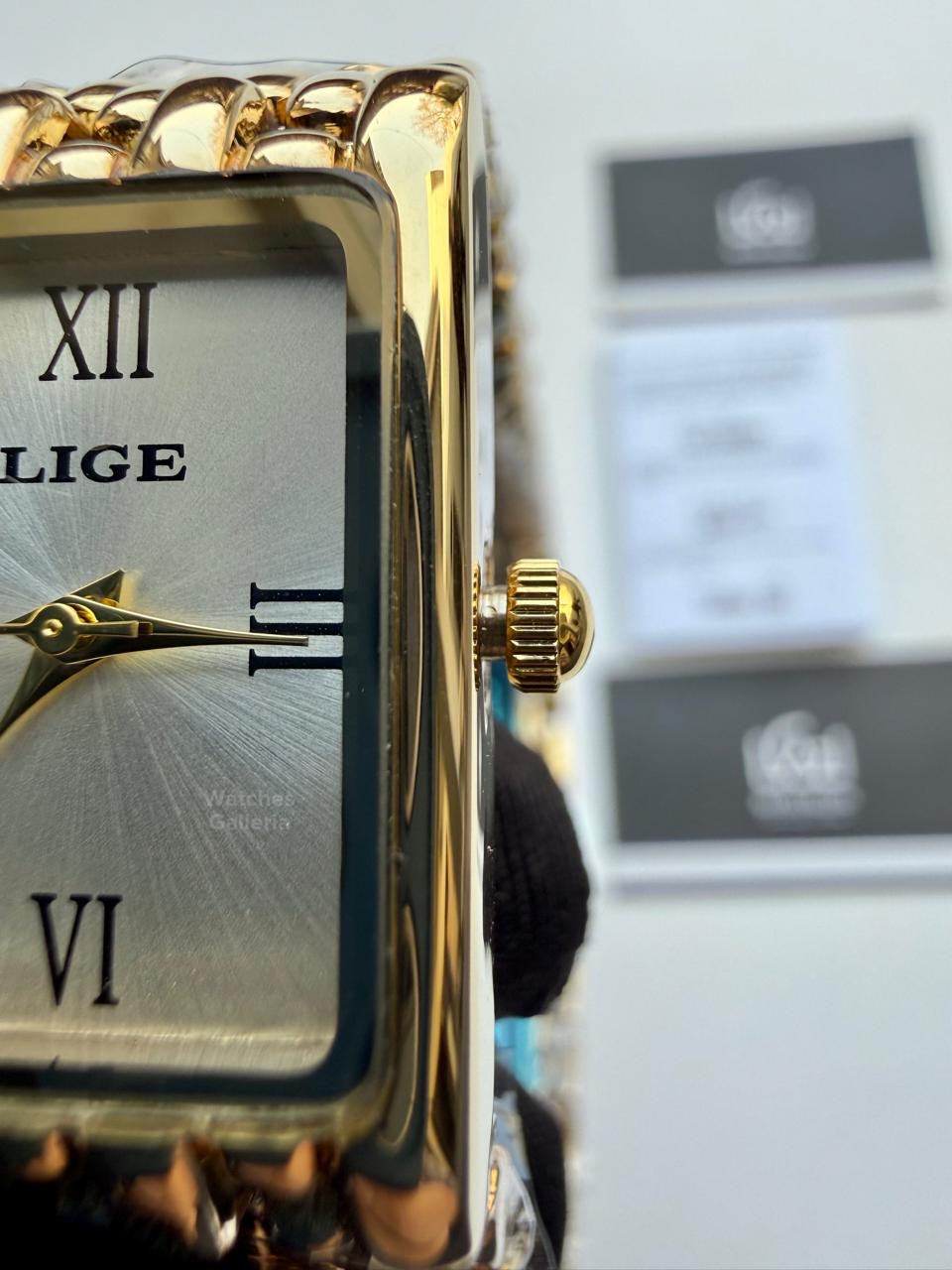 Lige 89156 Tank Women Watch Quartz (Gold/White) Lige Women Watch