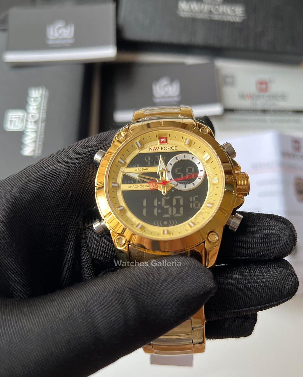 Naviforce Dual Display Quartz Watch (Gold) NF9163