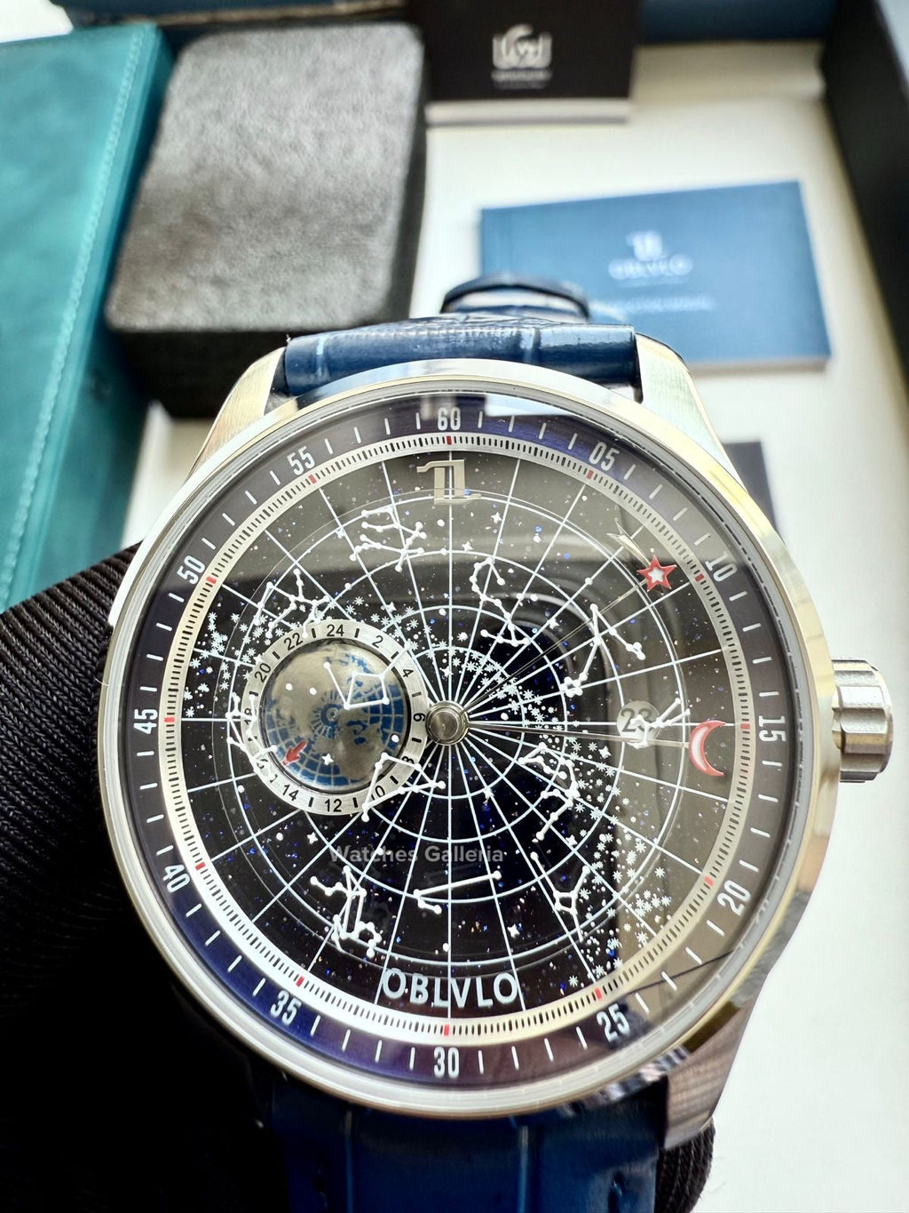 Oblvlo Grand Complications Calestial Automatic (Blue/Silver) oblvloGC Watches Galleria
