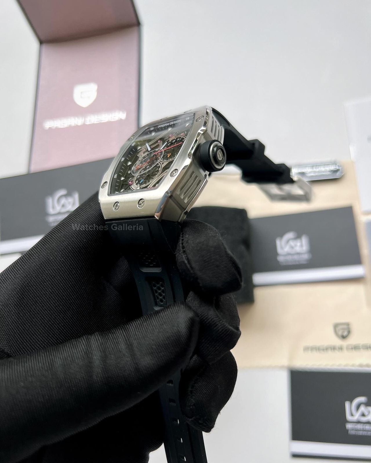 Pagani Design Tonneau Quartz (Black/Silver) PDys012 Watches Galleria