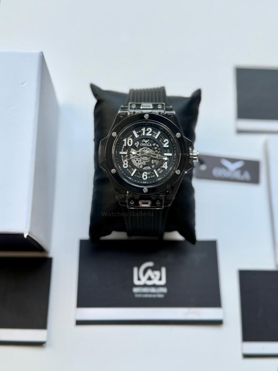 Onola ON3836 Oak Skeleton Black Automatic Watch – 49mm Transparent Dial, Bold Sport Design, Pakistan Edition