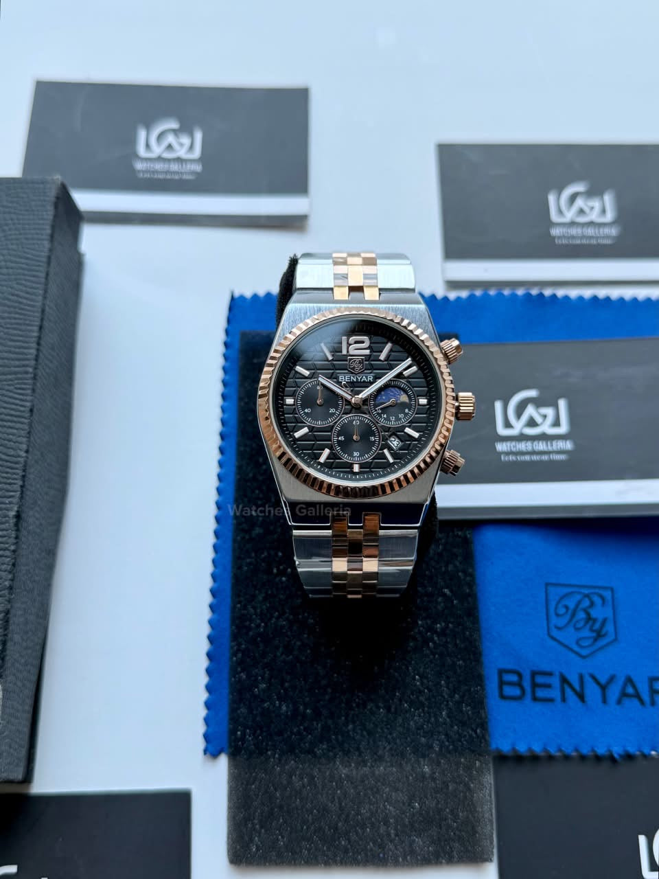Benyar BY5225 Land Dweller Chronograph Black-Rose Gold Dial Luxury Men’s Watch in Pakistan – Japanese Quartz Stainless Steel Watch