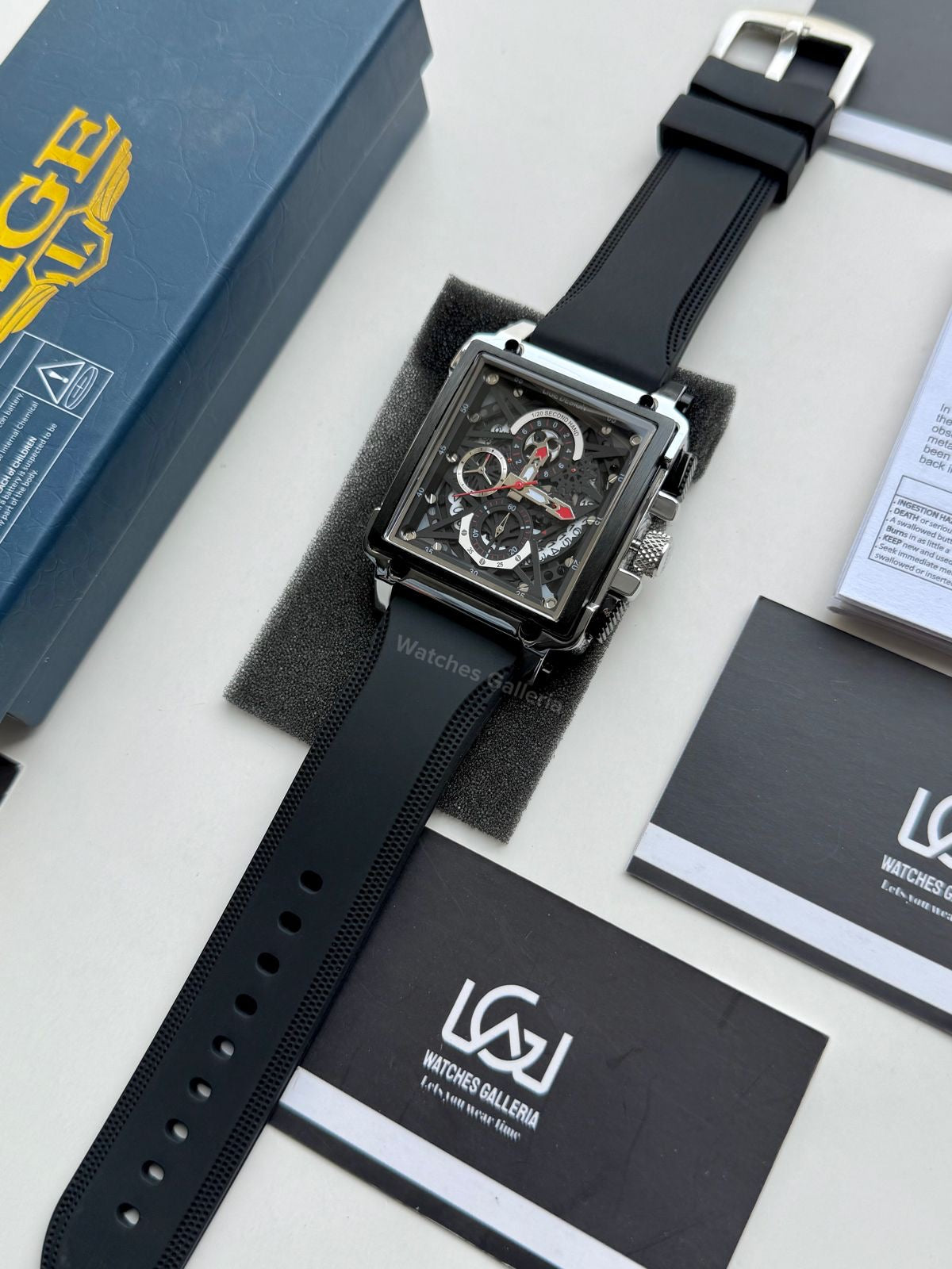 Lige Watch LG8935 Square Chronograph (Silver/Black) Lige Watch Pakistan