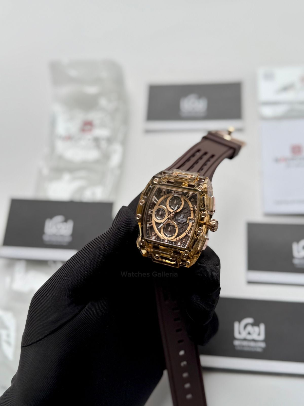 Naviforce NF7105 Tonneau Watch (Brown) Naviforce Watch in Pakistan