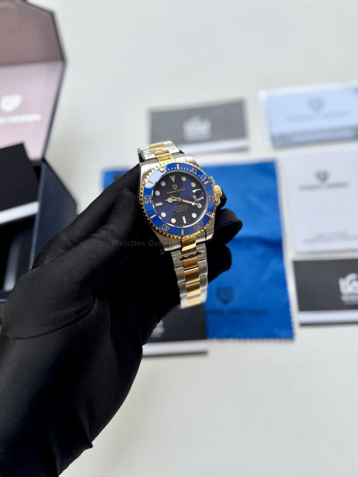 Pagani Design Watch PD1639 Submariner Automatic (Gold Blue) Pagani Design in Pakistan