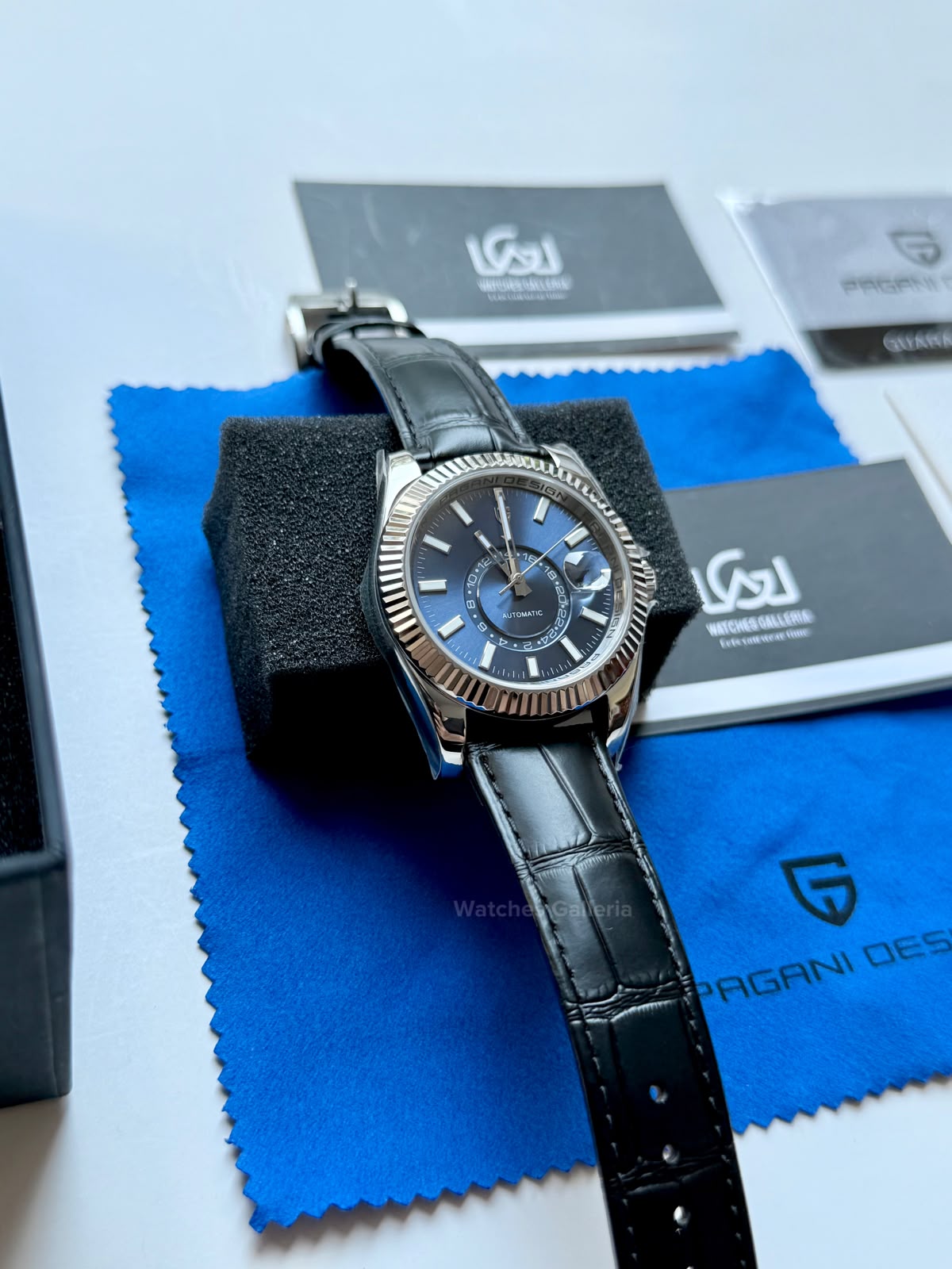Pagani Design PD1888 Sky Dweller Black Leather Automatic GMT Watch for Men Sapphire Crystal Original Pagani Design Watch Pakistan