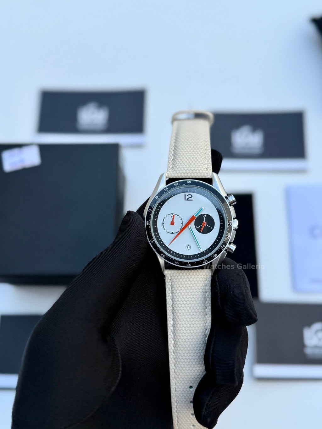 Ciloa Chronograph Leather Quartz (White) ciloa507 Watches Galleria