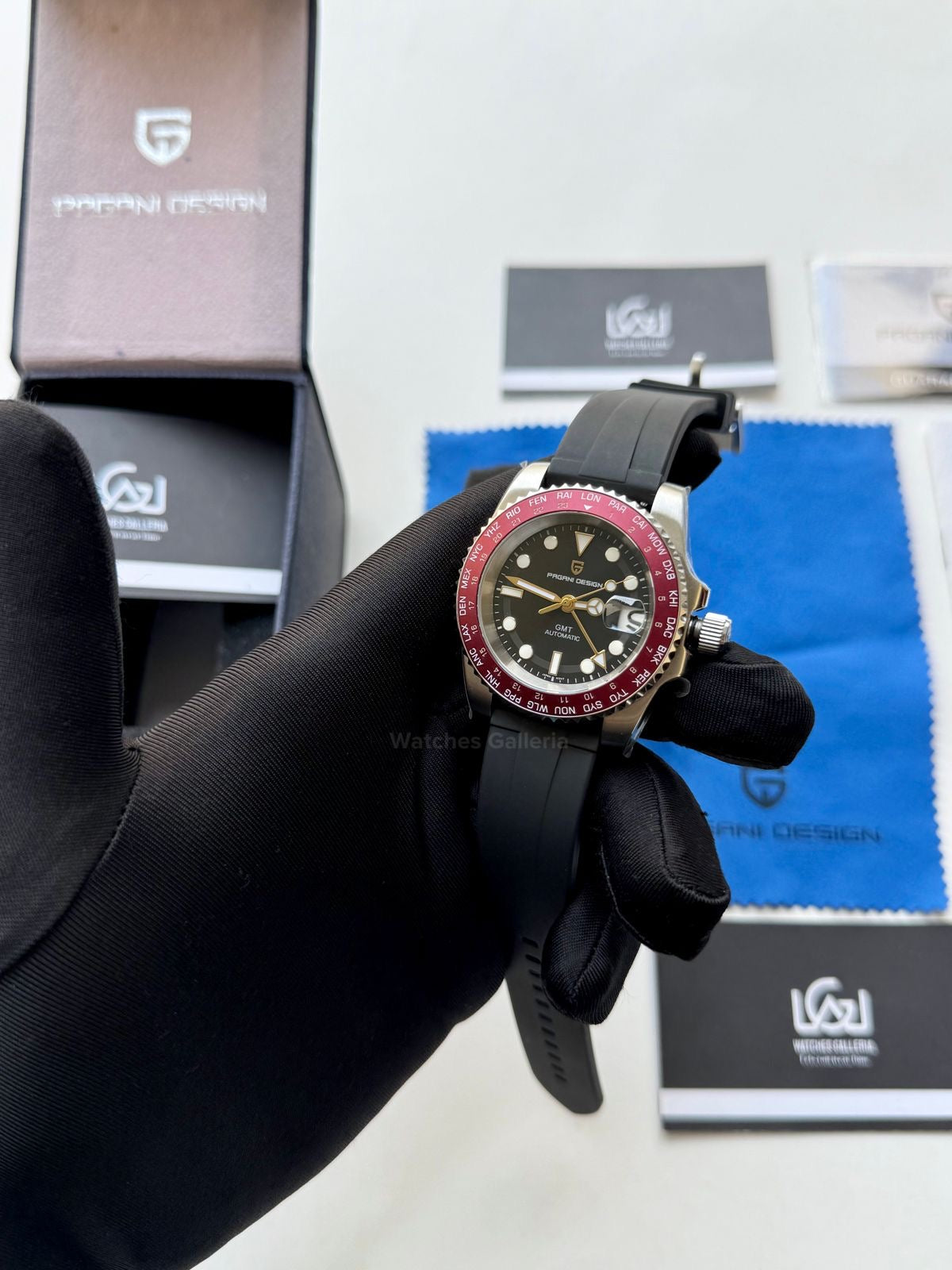 Pagani Design PD1758 World Time GMT Automatic (Red) | Pagani Design Pakistan | PD-1758