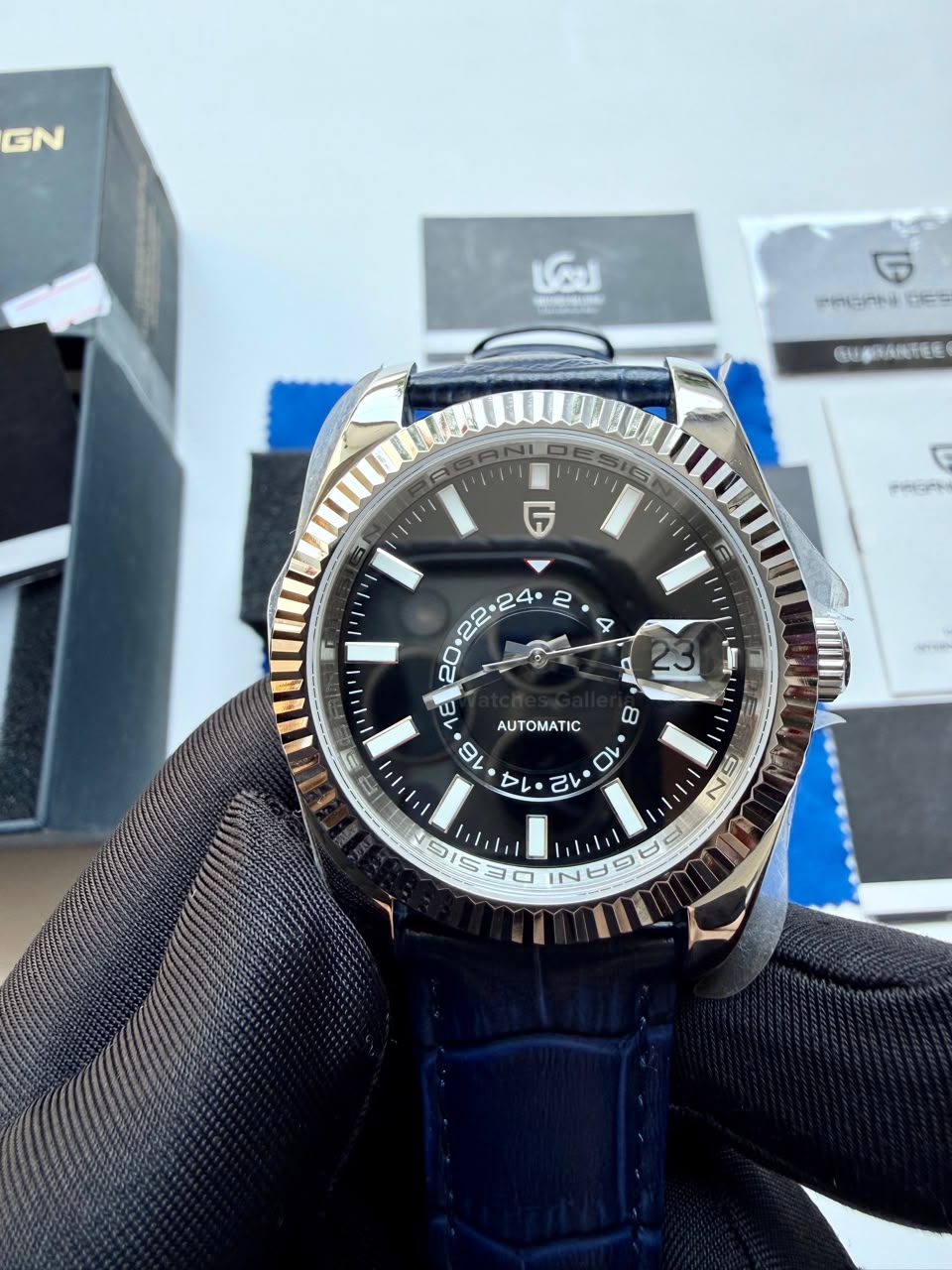 Pagani Design PD1888 Sky Dweller Blue Leather Automatic GMT Watch for Men Sapphire Crystal Original Pagani Design Watch Pakistan