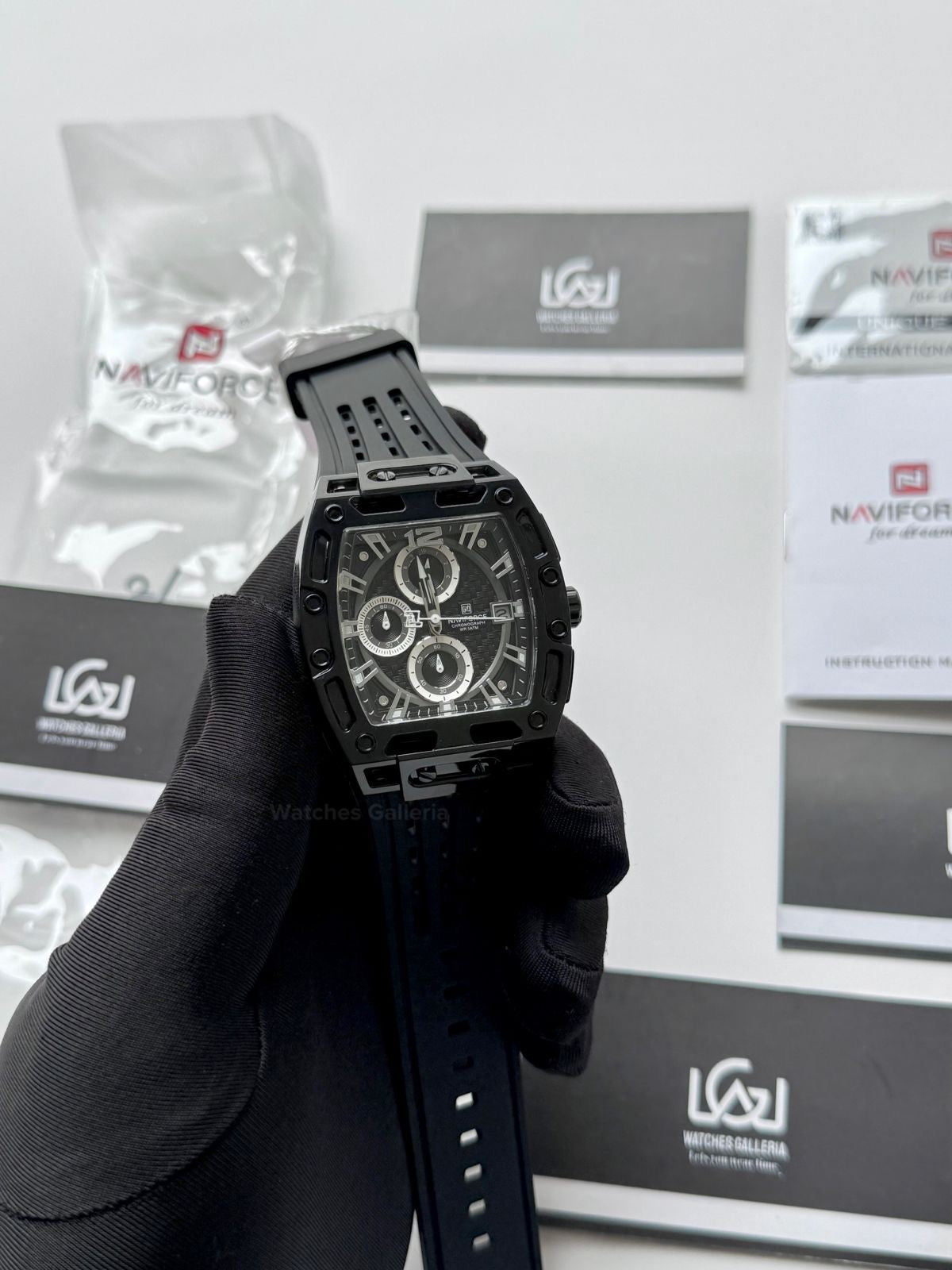 Naviforce NF7105 Tonneau Watch (Black) Naviforce Watch in Pakistan