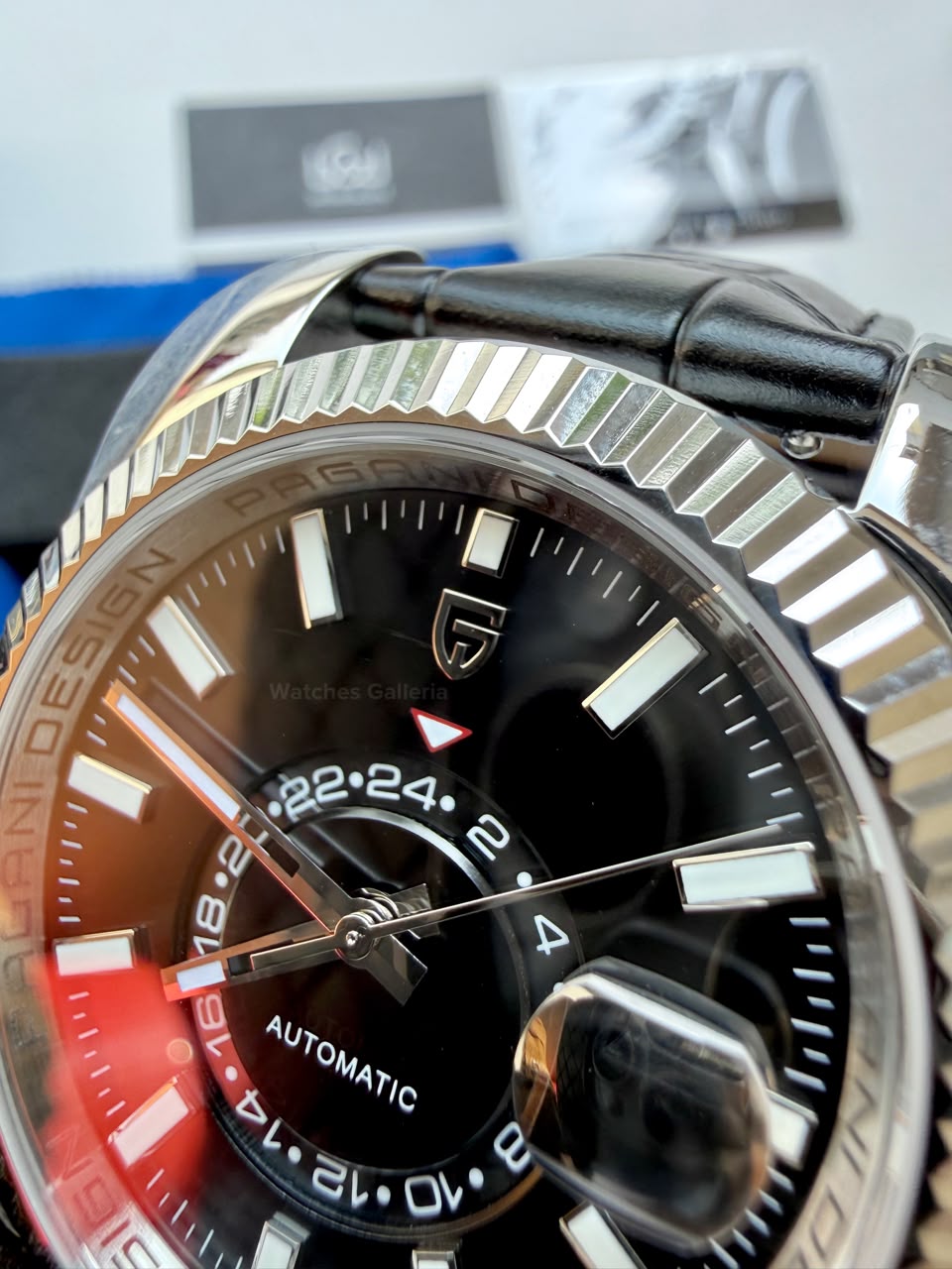 Pagani Design PD1888 Sky Dweller Black Leather Automatic GMT Watch for Men Sapphire Crystal Original Pagani Design Watch Pakistan