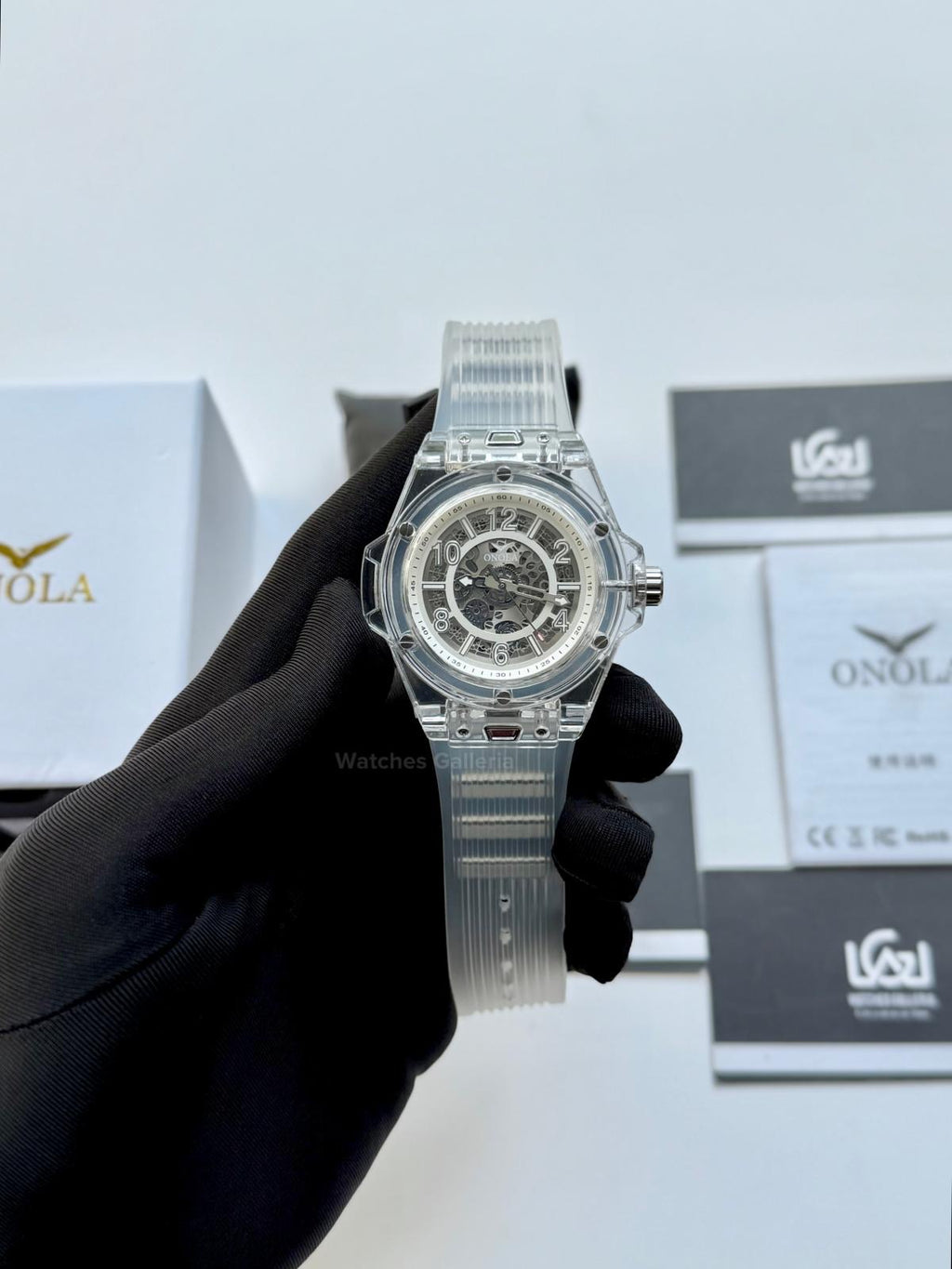 Onola ON3836 Oak Skeleton White Automatic Watch – 49mm Transparent Dial, Bold Sport Design, Pakistan Edition