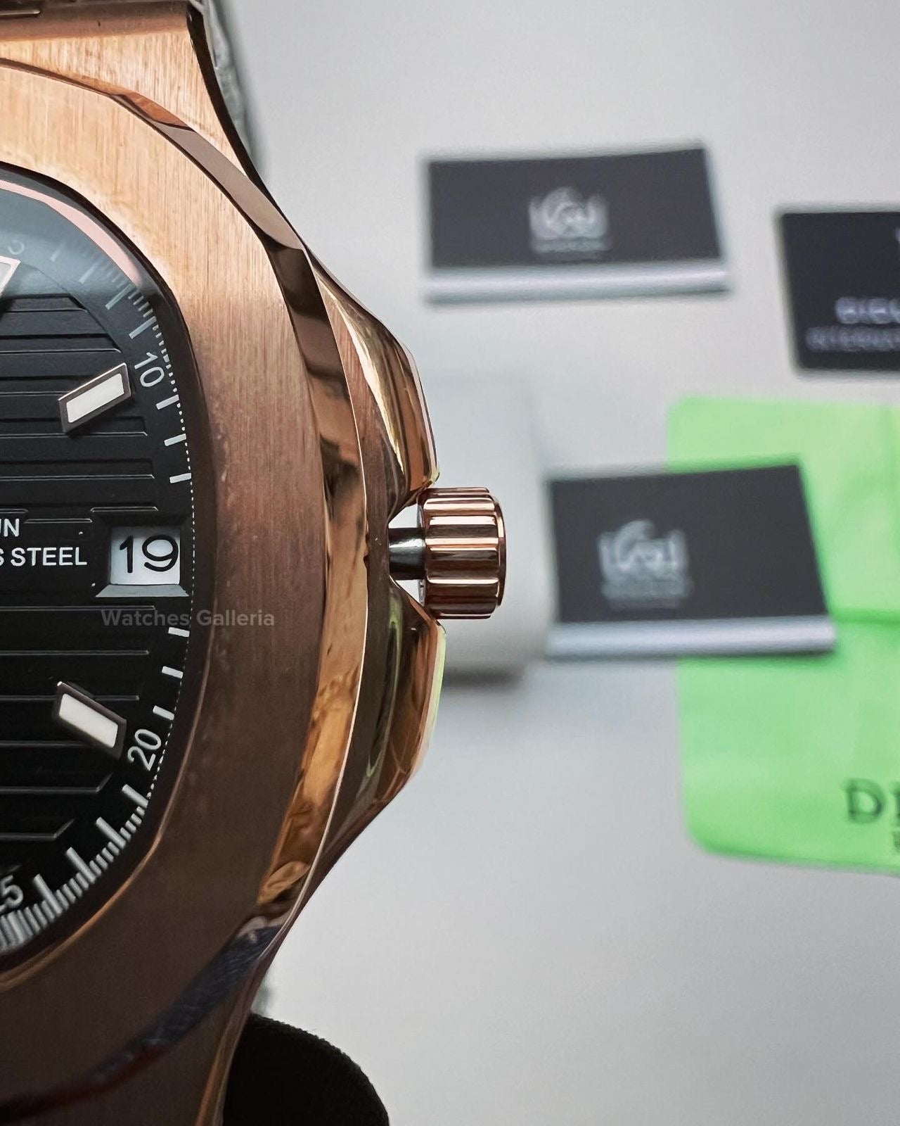 Didun Nautilus Date Day Quartz (Rose Gold w/ Black) PD49 Watches Galleria