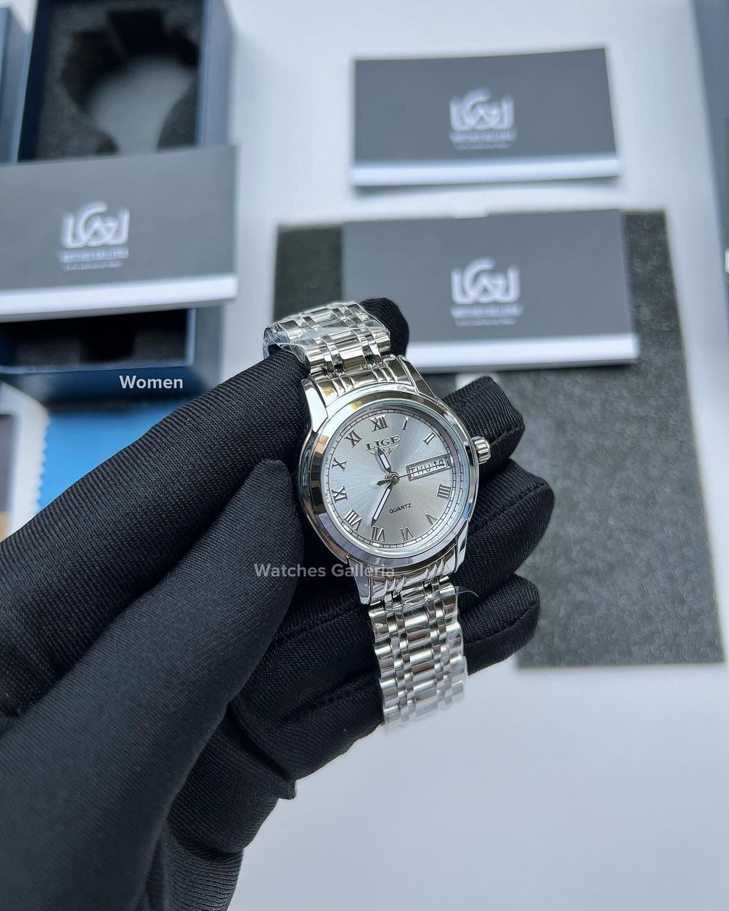 Lige Date Day Couple Watch (Silver) Lige9846 Lige10007L