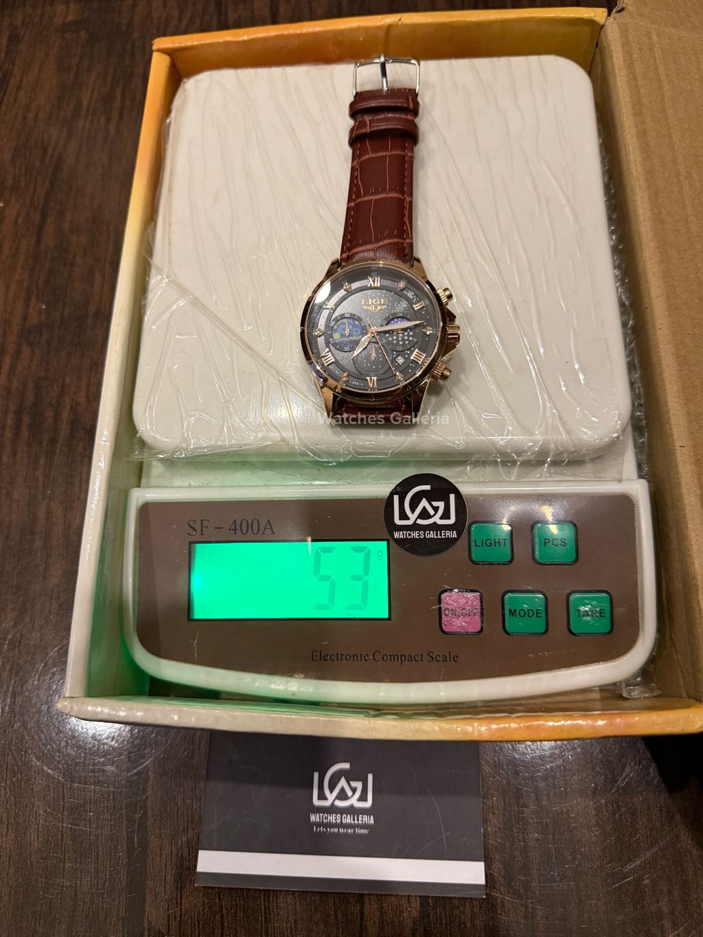 Lige Watch LG89107 Moonphase Chronograph (Brown/Black/Gold) Lige Watch in Pakistan