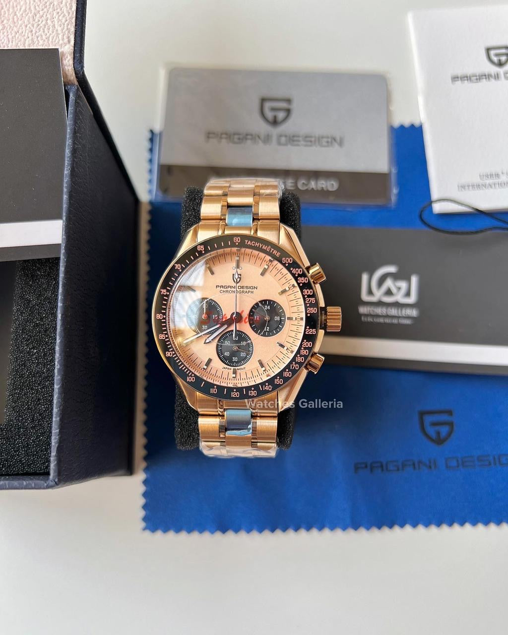 Pagani Design SpeedMaster MoonWatch Quartz (Gold/Black) PD1701 “DISCONTINUED”