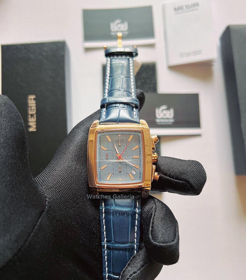 Megir Square Chronograph (Blue Gold) ML2028