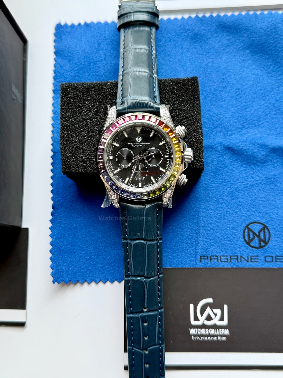 Pagani Design PG1666 Daytona Rainbow Limited Edition Black Automatic Chronograph Watch | 40mm Sapphire Crystal | HZ2196G Movement | 100M Water Resistant