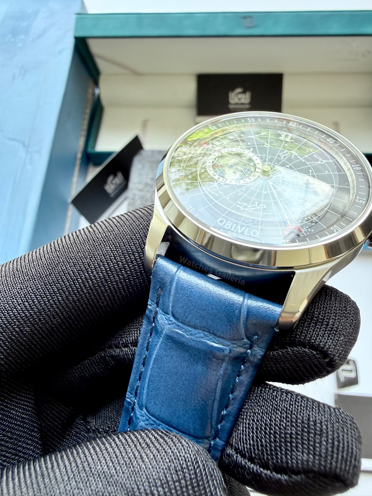 OBLVLO GC (Blue Silver Black) Grand Complications Celestial Automatic Watch Brown & Black Dial with Rose Gold Details, Moving Constellation & Earth Display – OBLVLOGC