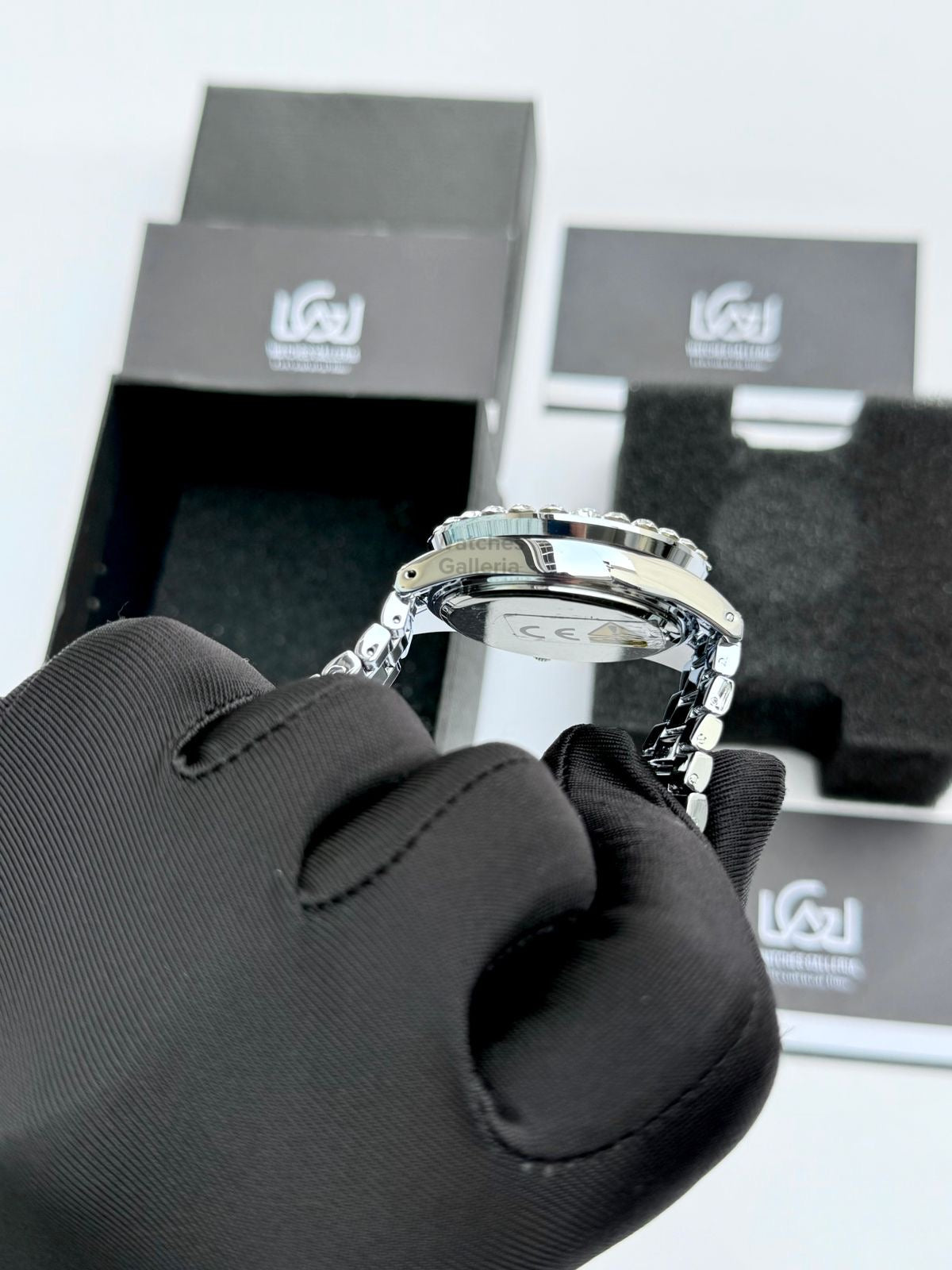 Miss fox 3035 Iced Out Royal Oak Ladies Watch Quartz (Silver)