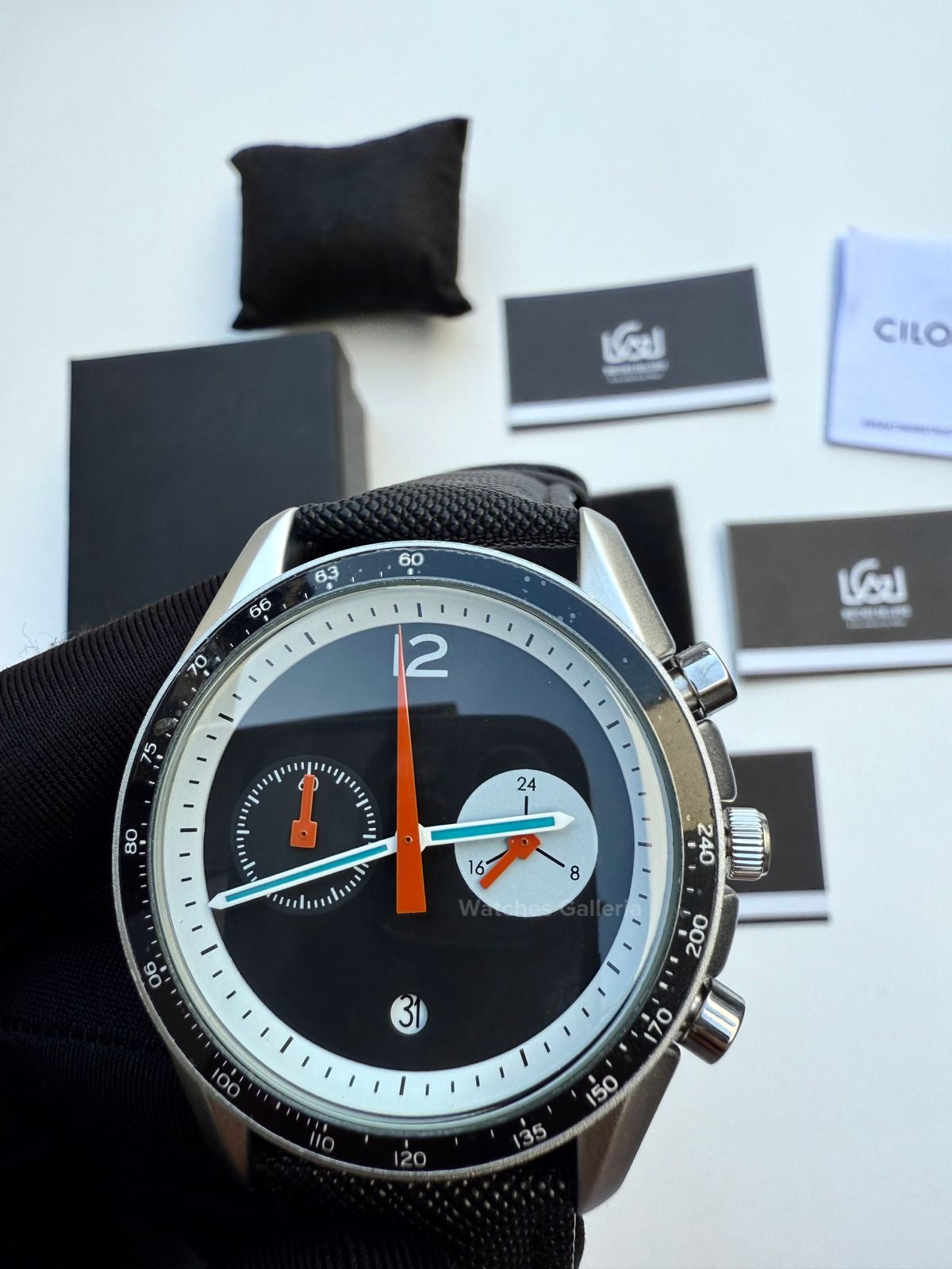 Ciloa Chronograph Leather Quartz (Black) ciloa507 Watches Galleria