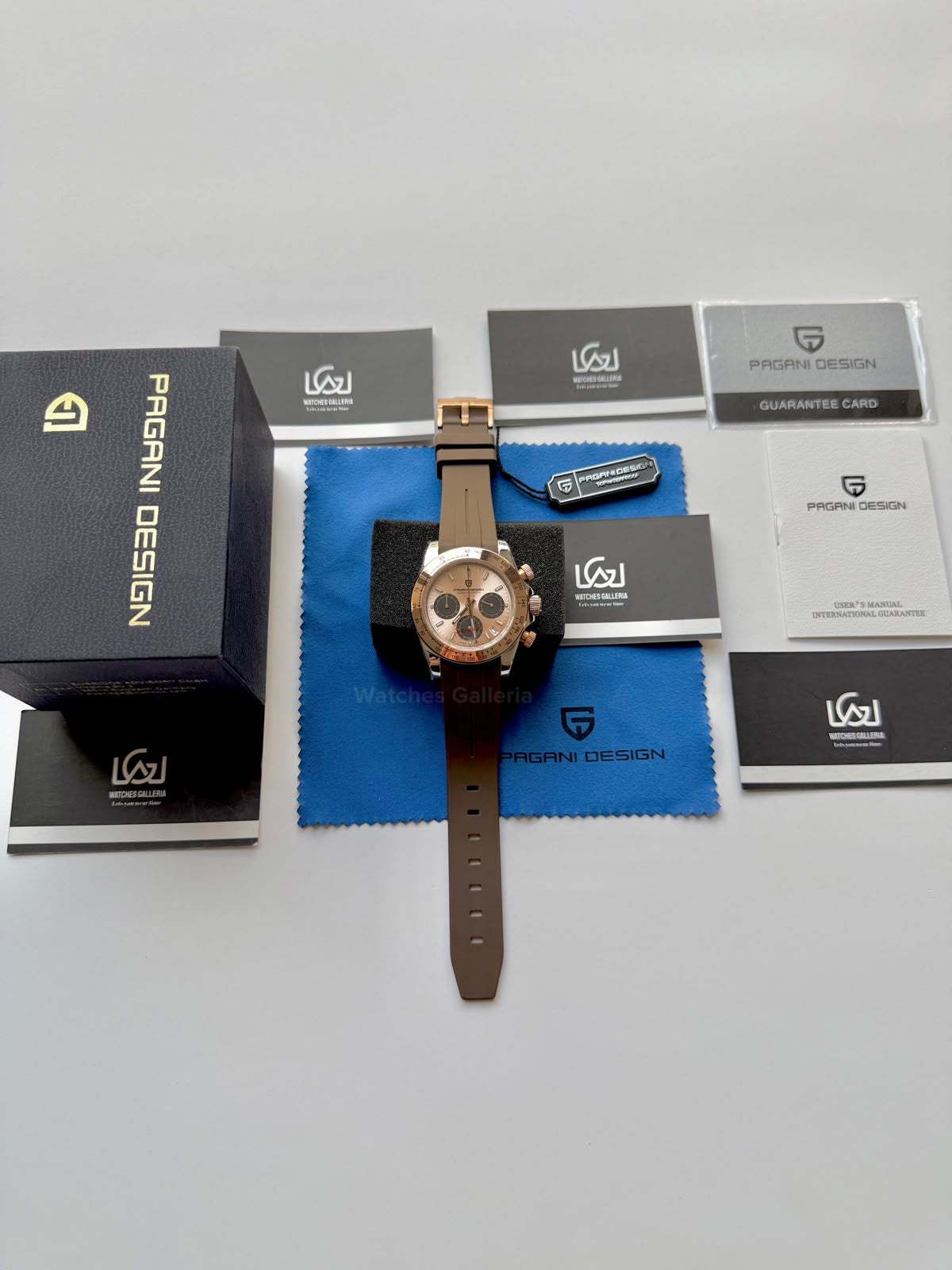 Pagani Design PD1644 Daytona Rose Gold Two Tone Silicon Limited Edition Men’s Chronograph Watch – Seiko VK63 Japan Quartz | Sapphire Crystal | Ceramic Bezel | 100M Water Resistant