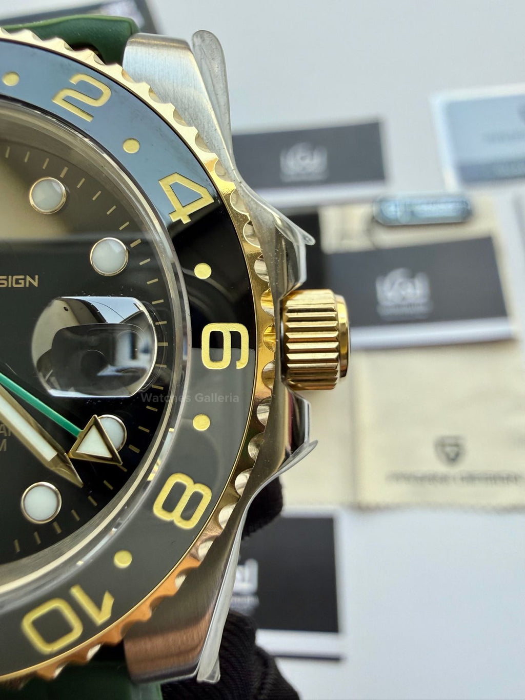 Pagani Design PD1662 GMT Master II Zombie Green Silicon Edition V6 Two Tone in Pakistan – Automatic GMT Luxury Men’s Watch with Sapphire Crystal & Rotating Bezel