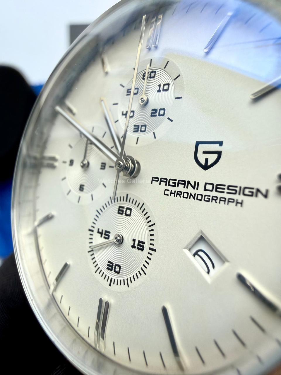 Pagani Design PD2720K Pilot Watch Silver SS | Flight Chronograph 46.5mm Seiko VK67 Mecha Quartz Leather Strap