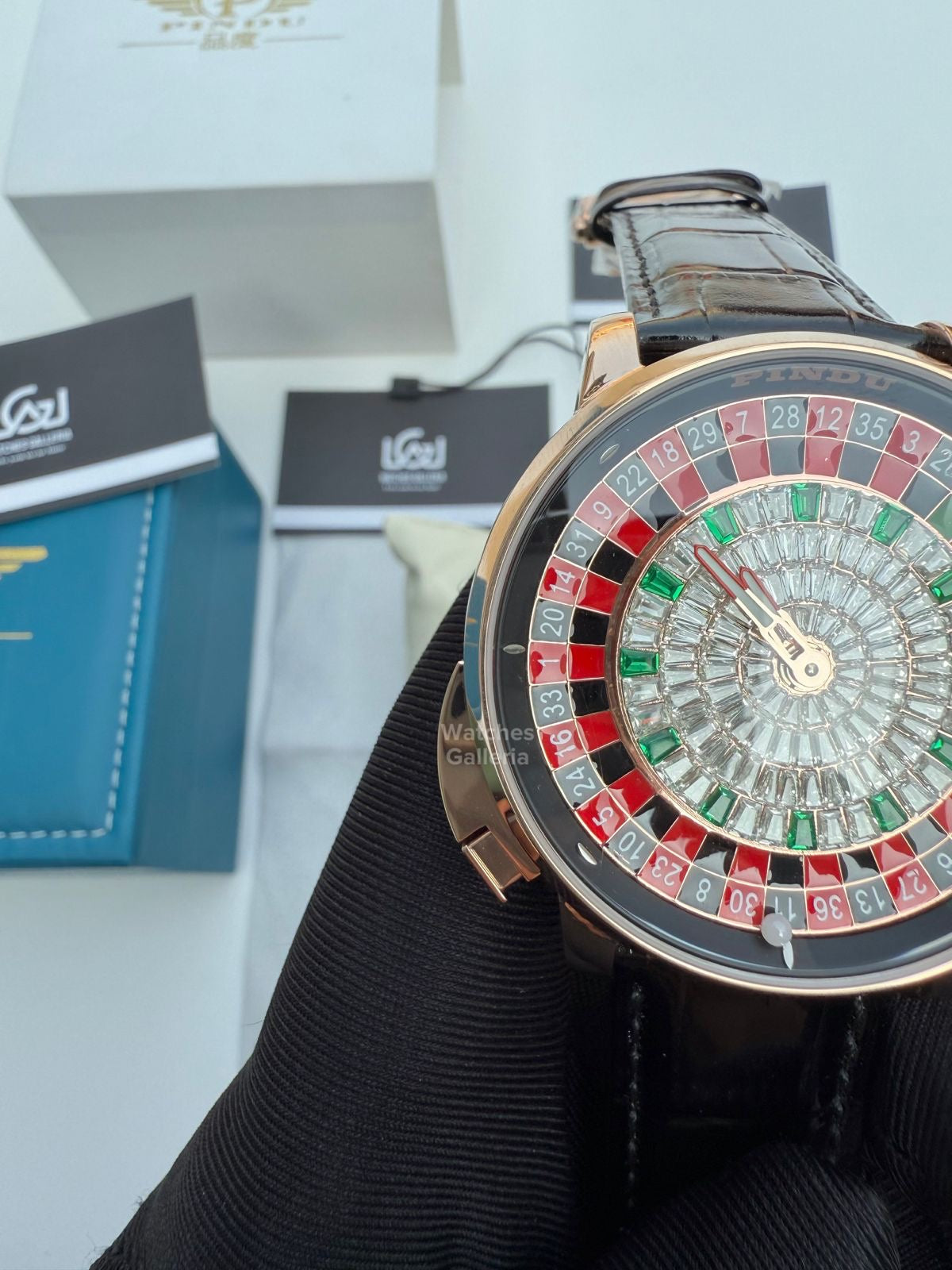 Pindu Design Casino Roulette Button Edition Automatic (Baguette Cut Diamonds) P6628 Watches Galleria