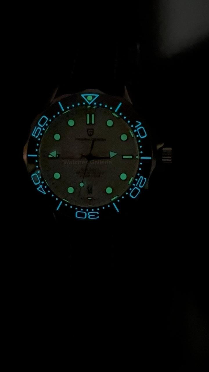 Pagani Design PD1685 Canvas Seamaster Diver White Automatic Watch – 200M Sapphire Crystal NH35A/Miyota Luxury Dive Watch in Pakistan | Watches Galleria