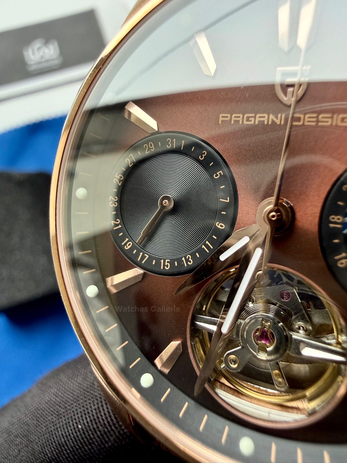 Pagani Design PDys021 Moonphase Flywheel Automatic Latest Watch (Brown/Rose Gold) PD-YS021 Pagani Design in Pakistan