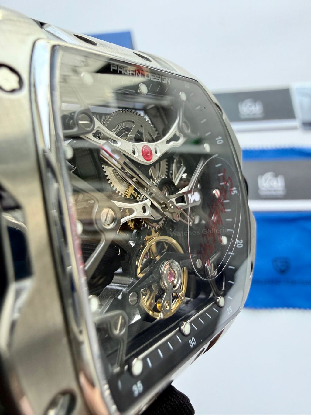 Pagani Design PDys018 Tonneau Skeleton Silver Black 42mm Automatic – Sapphire Crystal | Flywheel | 36H Power Reserve
