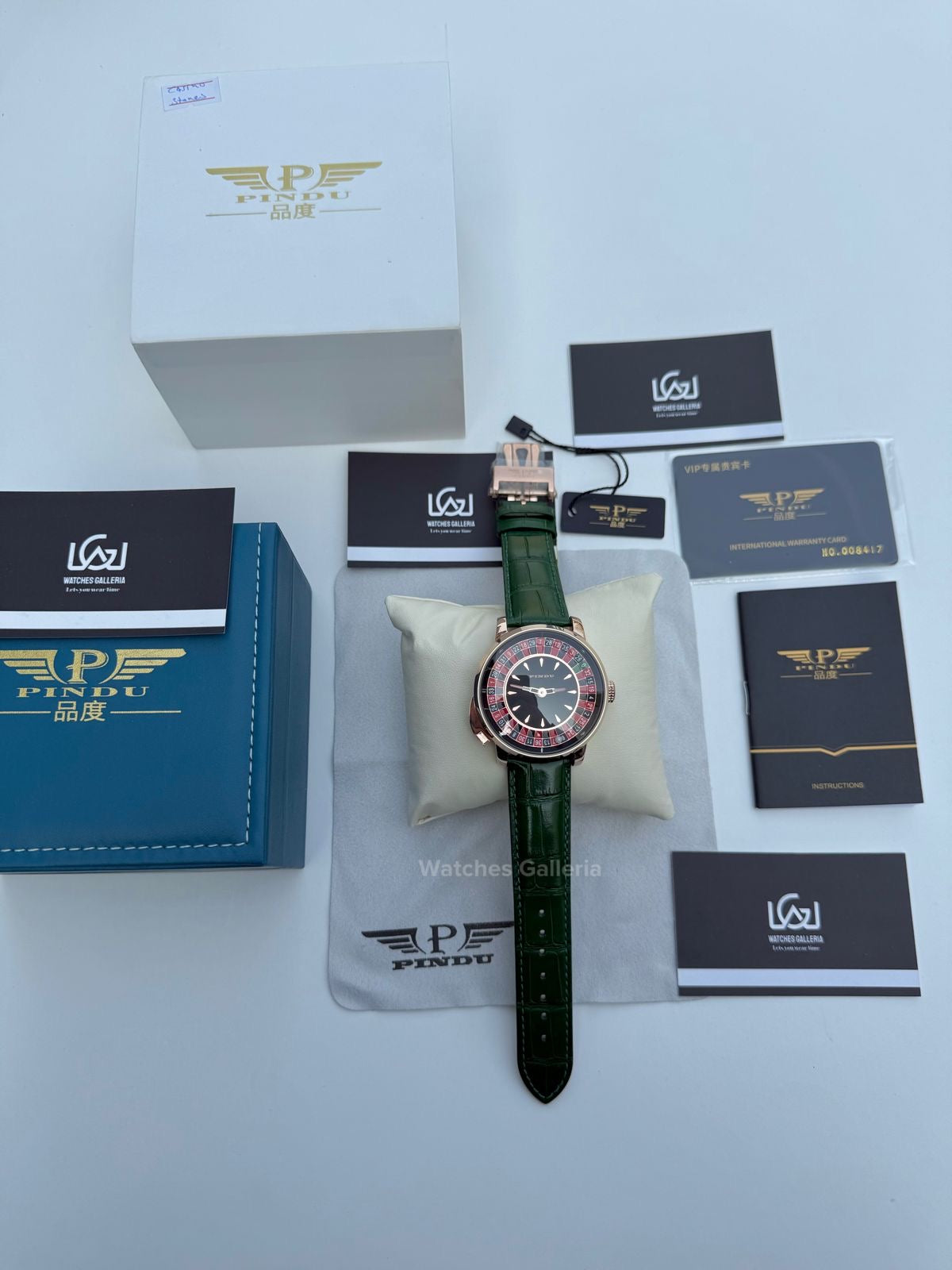 Pindu Design Casino Tourbillon Roulette Button Automatic (Green) P6628 Watches Galleria
