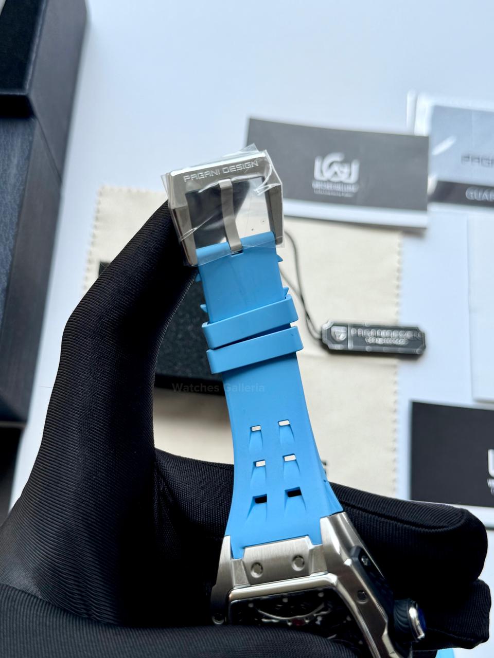 Pagani Design PDYS018 Ice Blue Tonneau Skeleton Silver Ice Blue Automatic Watch | Sapphire Crystal | SX5021 Movement | 50M Waterproof | Pakistan